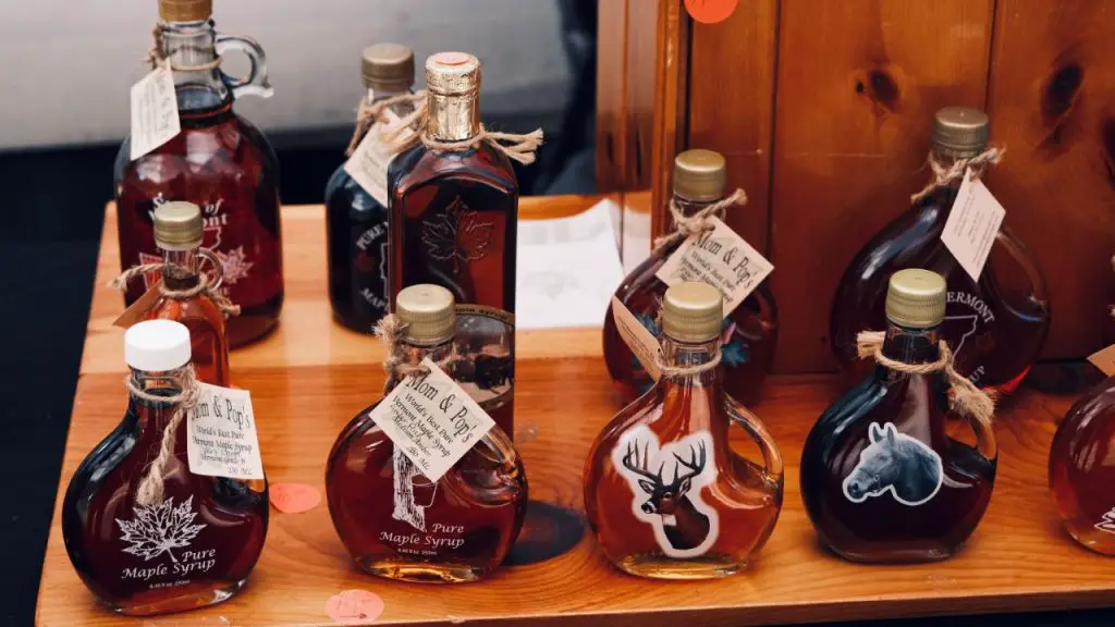 Beautiful Bottles Of Pure Maple Syrup.